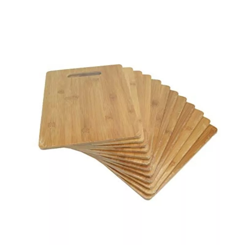 (Set of 12) 12"X9" Bulk Plain Bamboo Serving Tray, Platter, Cutting Board for Customized, Personalized Engraving Gifts (With Handle)