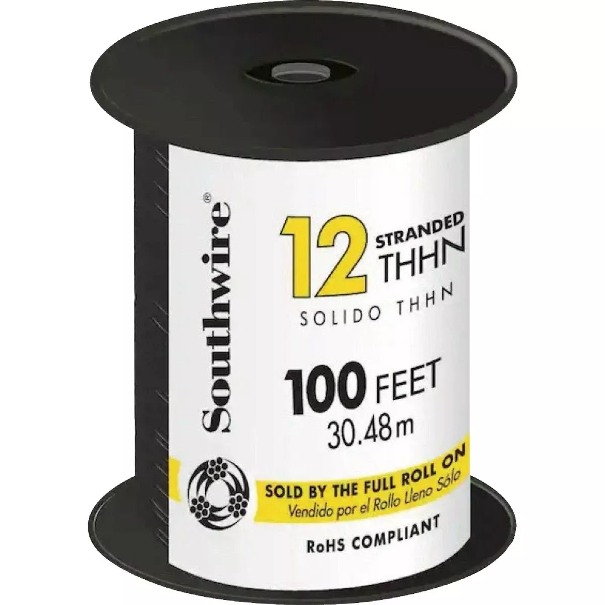 Simpull 100 Ft. 12 Awg Stranded Black Thhn Electrical Wire